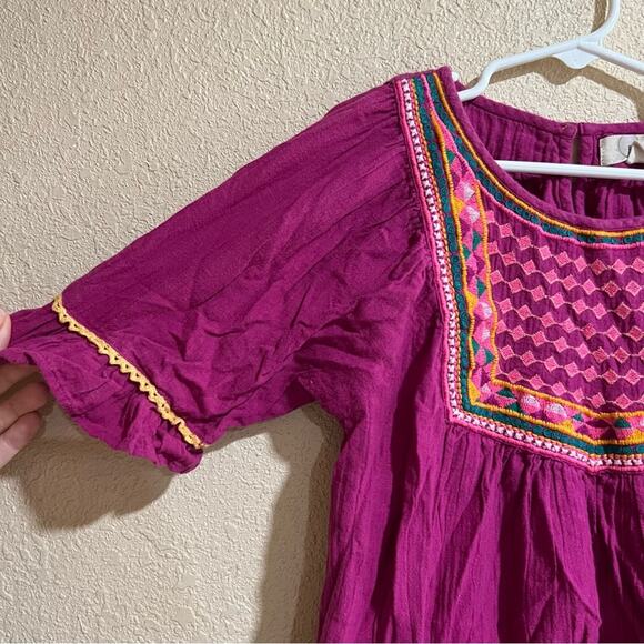 Peek pink bohemian embroidered dress - Picture 2 of 6